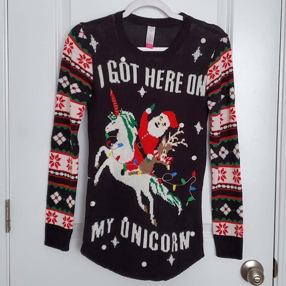 Tacky Christmas Sweater Unicorn